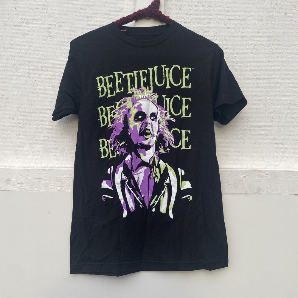 New Beetle Juice T Shirt Size S 34 36 Black Short Sleeve Beetlejuice Tim Burton